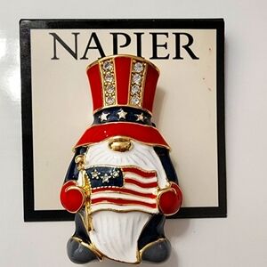 NWT Napier Patriotic Gnome Brooch